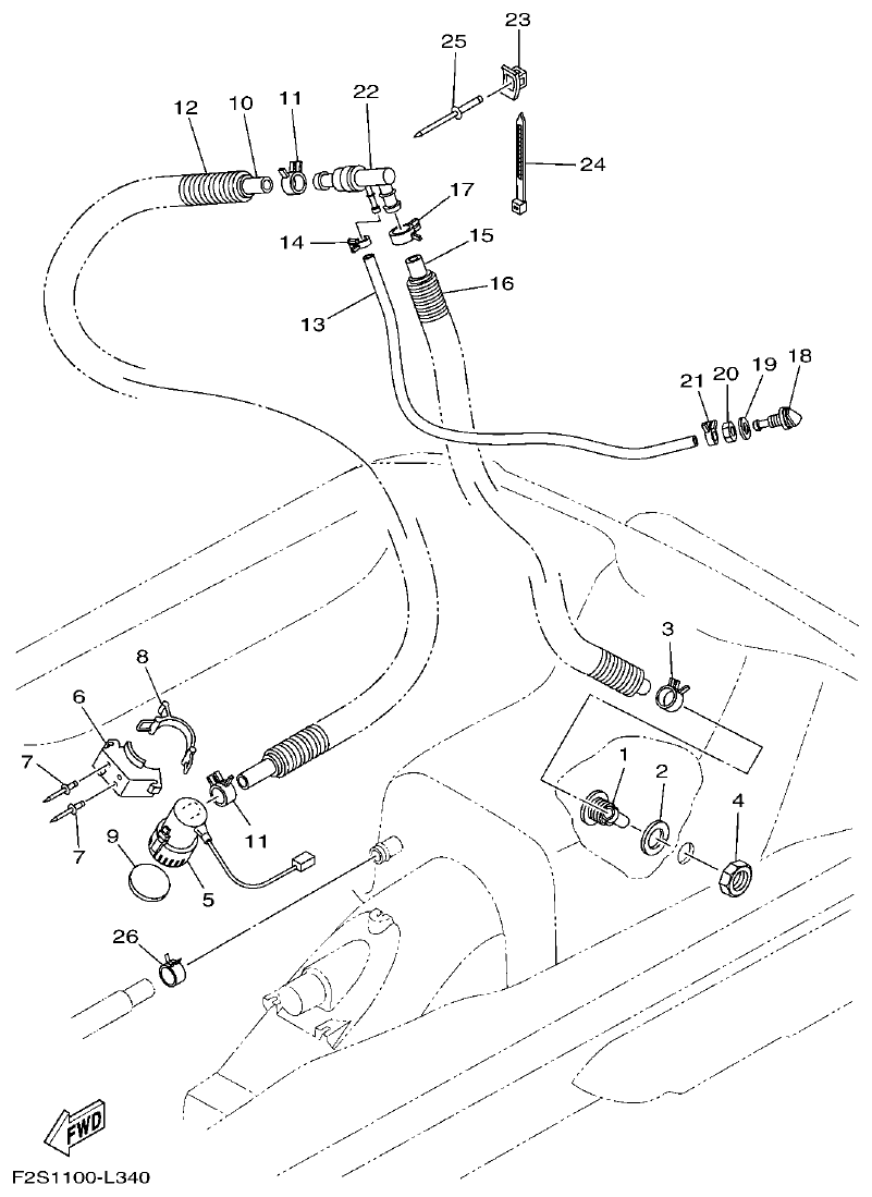 Yamaha FA1800A-M BILGE PUMP parts diagram